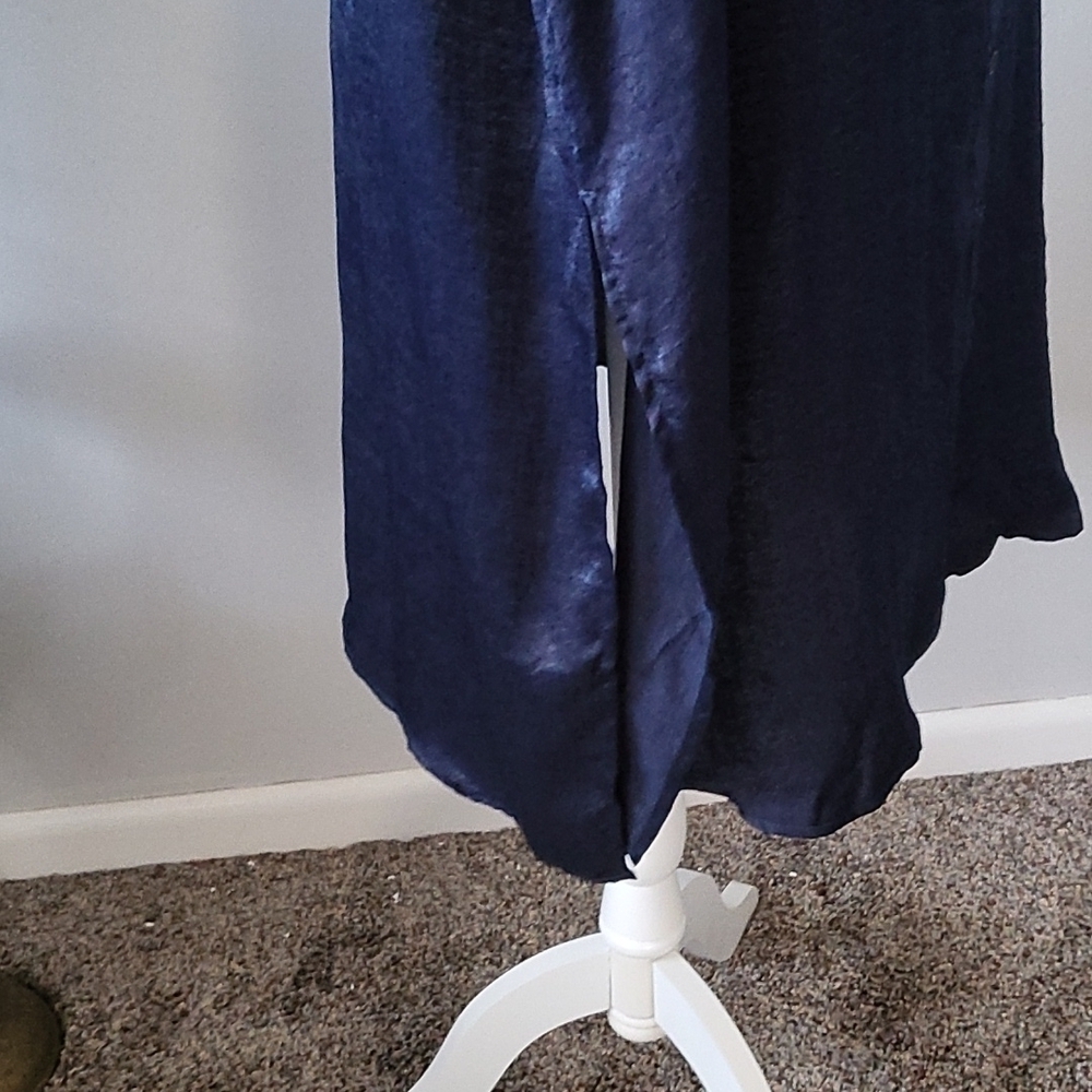 Roaman's navy blue button-down blouse NWOT - Picture 5 of 11